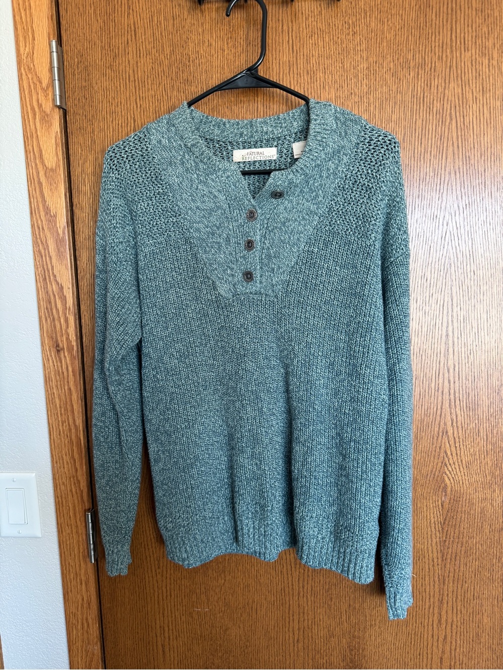 Teal Crewneck Henley Sweater